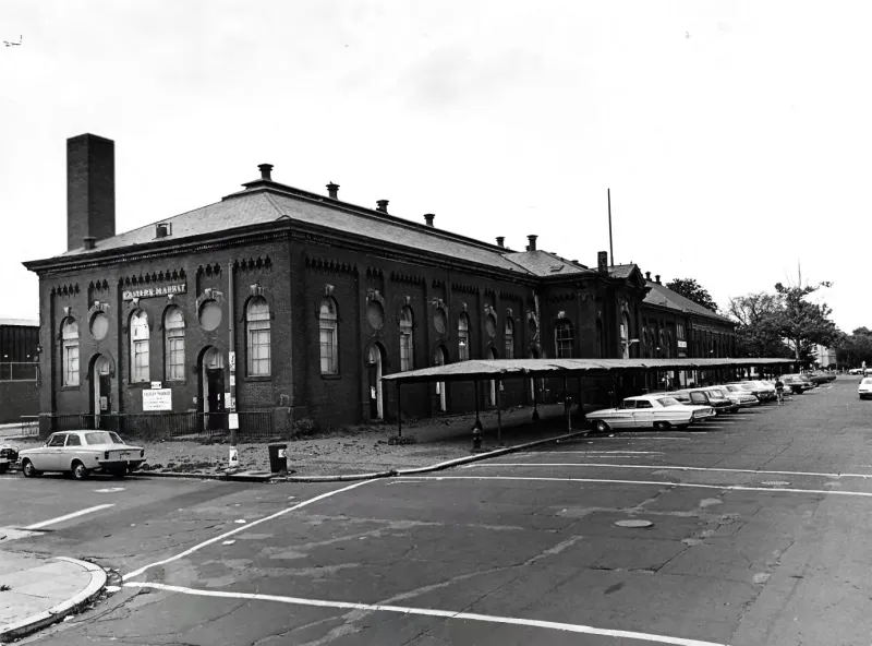The historic Eastern Market hall on Capitol Hill, with its produce and food stalls, Washington, D.C.