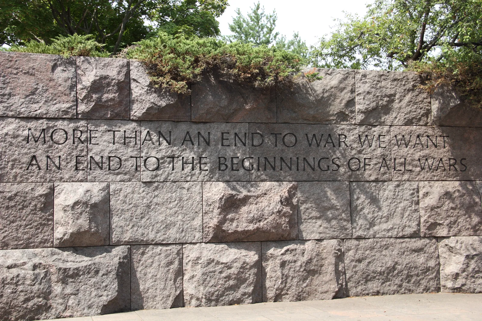 The granite rooms and waterfalls of the Franklin Delano Roosevelt Memorial