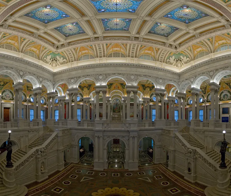 The ornate Great Hall of the Library of Congress